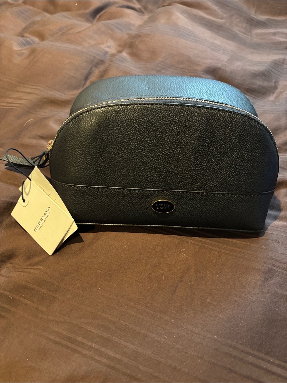 Scotch & Soda Black Pebbled Dome Cosmetic Case